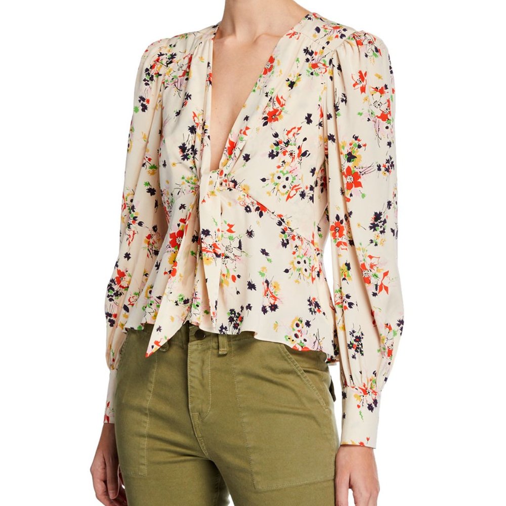 Veronica Beard Floral Cream Blouse